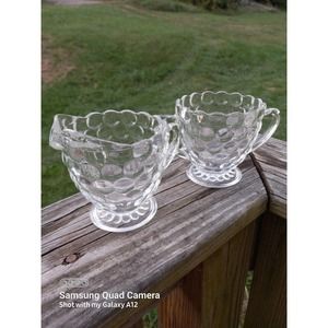 Depression Bubble Glass Cream and Sugar Anchor Hocking